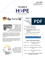 Jul 4 2010 Spirit of Hope Newsletter, Hope Evangelical Lutheran Church