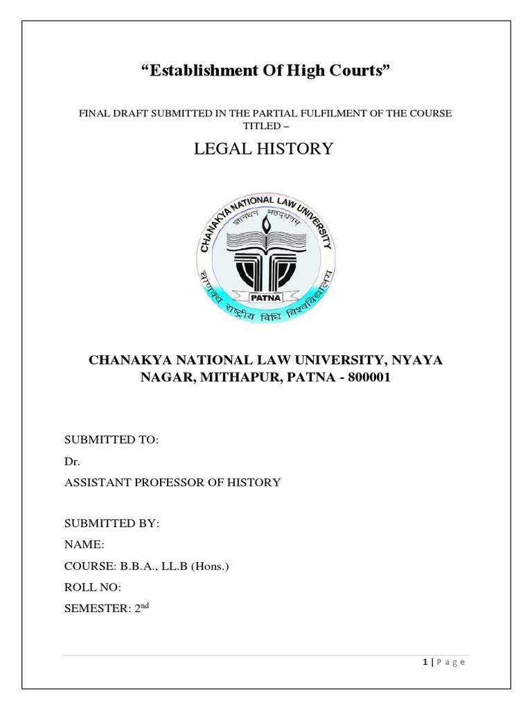 Legal History Final Indian High Court Act 1861 PDF Supreme Courts