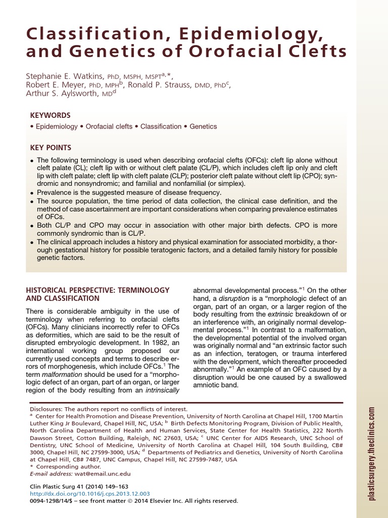 Orofacial Clefts Embryology, Classification, Epidemiology, And Genetics ...