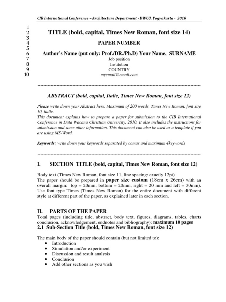 Times New Roman Font 12