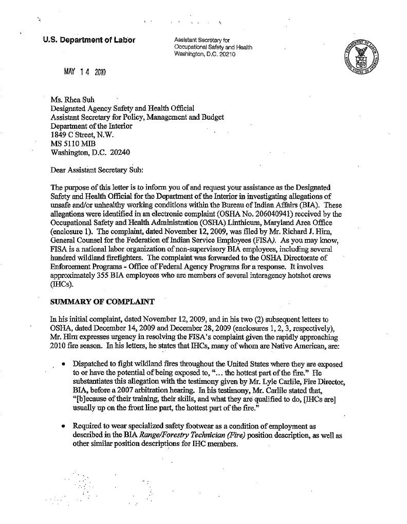 FISE OSHA Complaint File