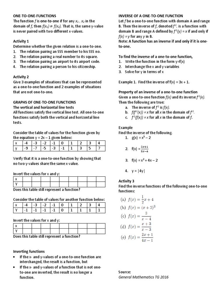 One To One Function Function Mathematics Algebra