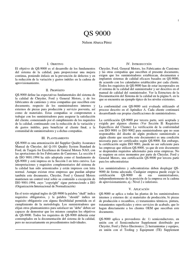 QS 9000 | PDF | Calidad (comercial) | Diseño