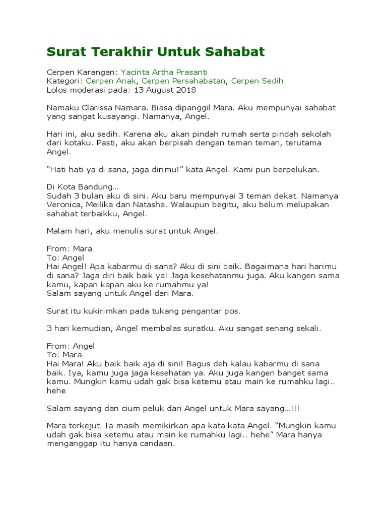 Surat Untuk Sahabat Yang Akan Berpisah
