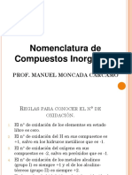 Nomenclatura de Compuestos Inorgánicos: Prof. Manuel Moncada Cárcamo