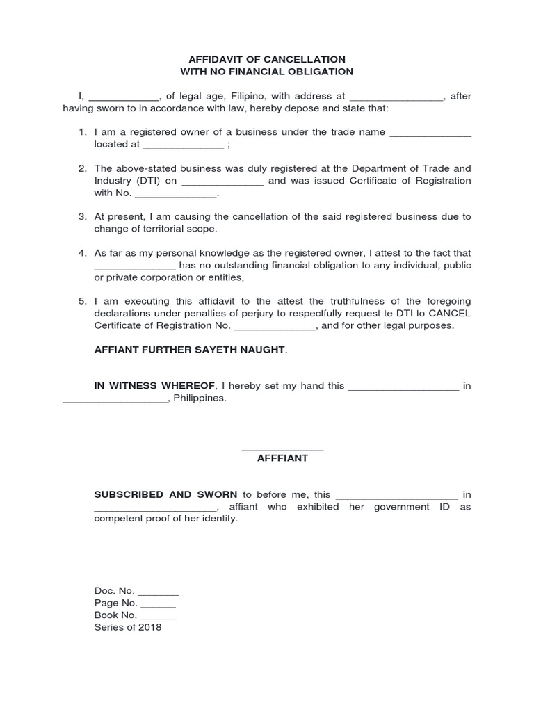 Affidavit of Cancellation.dti