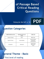 Types of Passage Based Critical Reading Questions: Victory For The SAT, P. 54-56 SAT Prep 2015