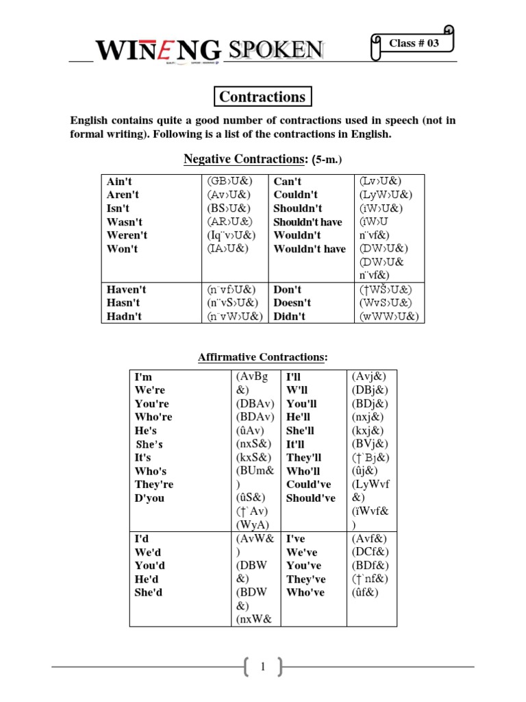 Class 3 Contractions