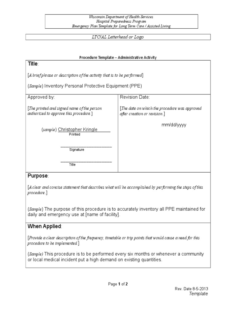 Emergency PPE Inventory Procedure Template | PDF | Emergency Management ...