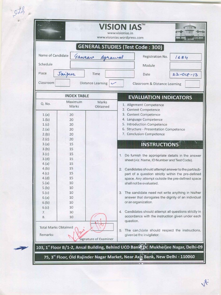 Checked Answer Script 300 PDF | PDF