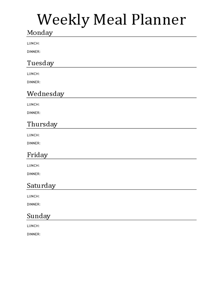 Weekly Meal Planner | PDF