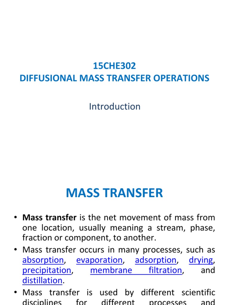 Mass Transfer Operations Overview | PDF | Diffusion | Membrane