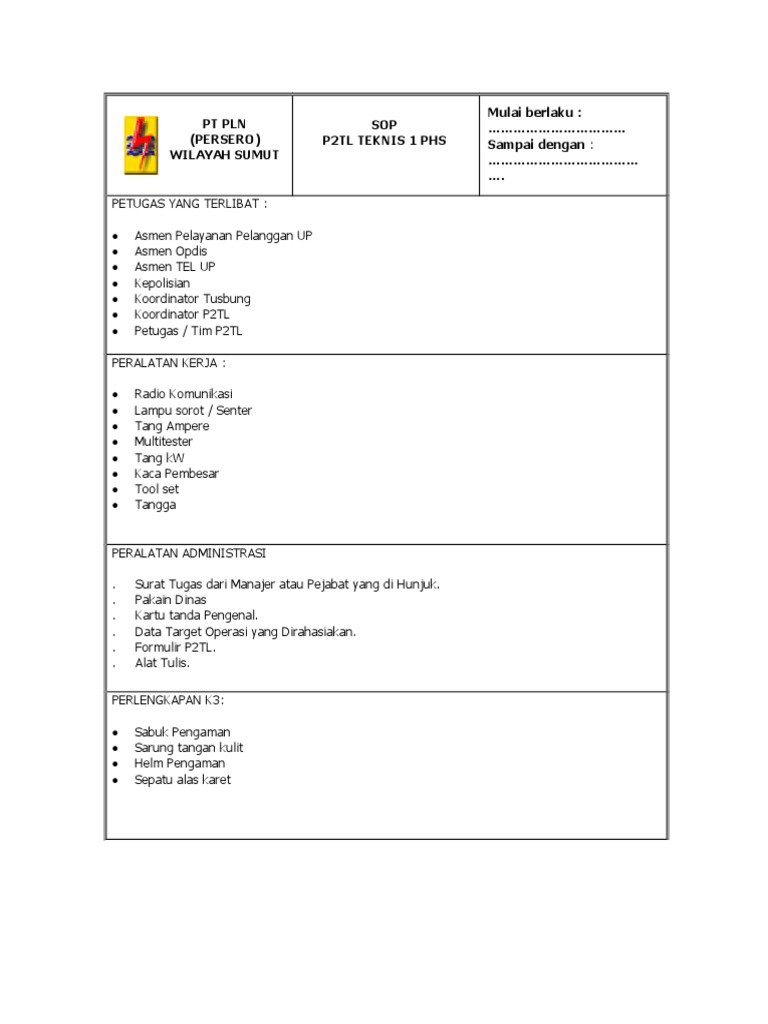 A-Sop p2tl Teknis Umum | PDF | Teknologi & Rekayasa