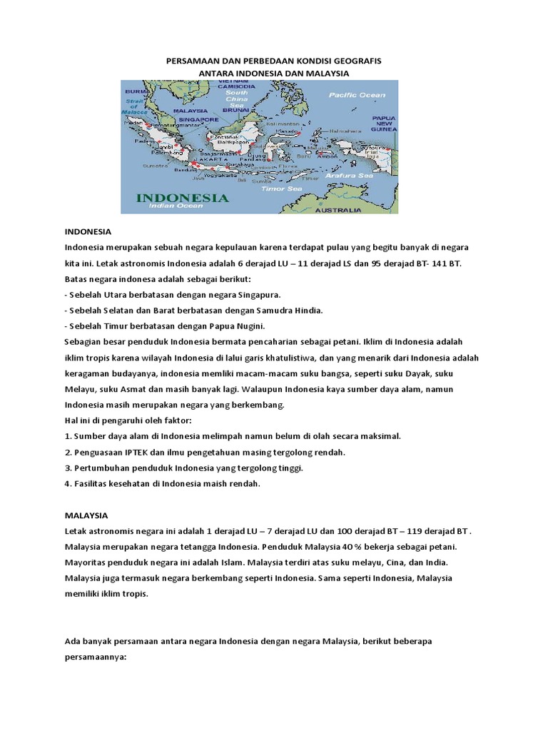 Persamaan Keadaan Alam Indonesia Dengan Malaysia Adalah Masnurul
