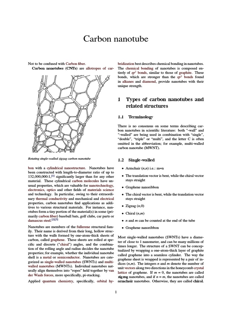 Types and Structures of Carbon Nanotubes | PDF | Carbon Nanotube ...