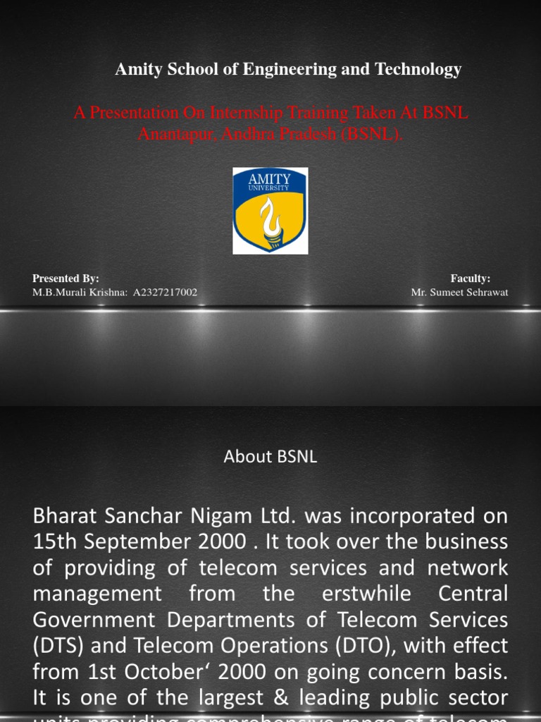 BSNL Internship Engineering Media Technology