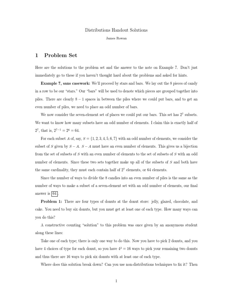 Distributions Problem Set Solutions | PDF | Polynomial | Equations