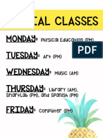 K Special Class Schedule