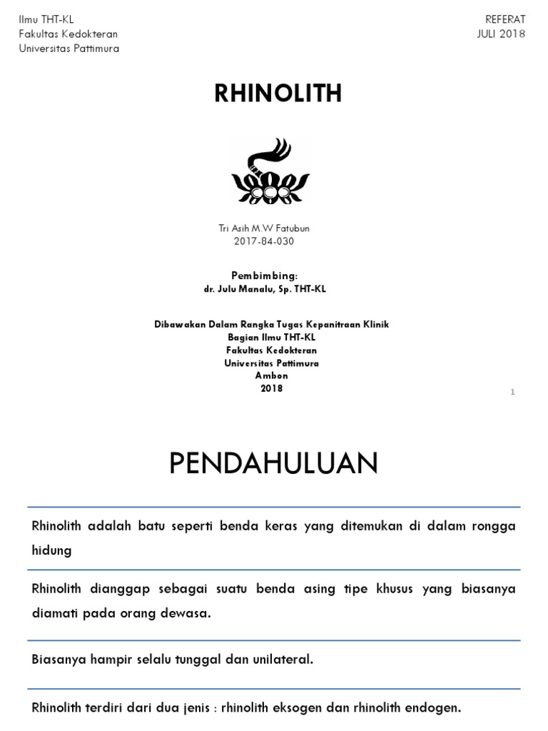 Pengertian dan Diagnosa Rhinolith | PDF