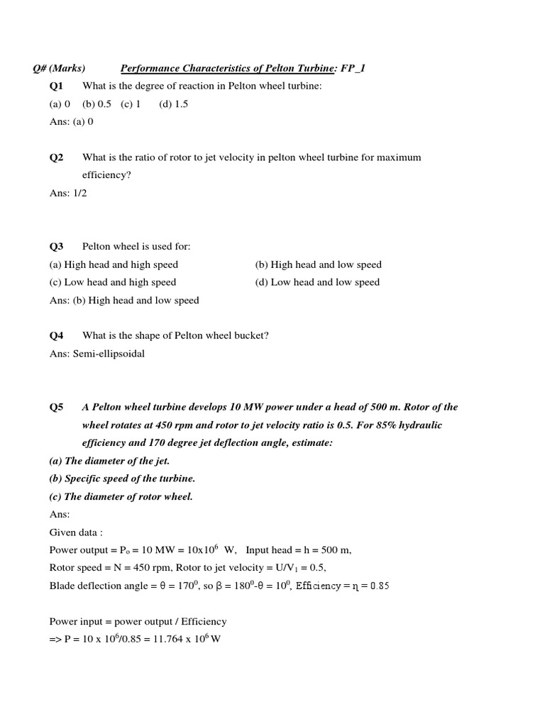 Pelton Turbine Performance Analysis | PDF | Turbine | Jet Engine