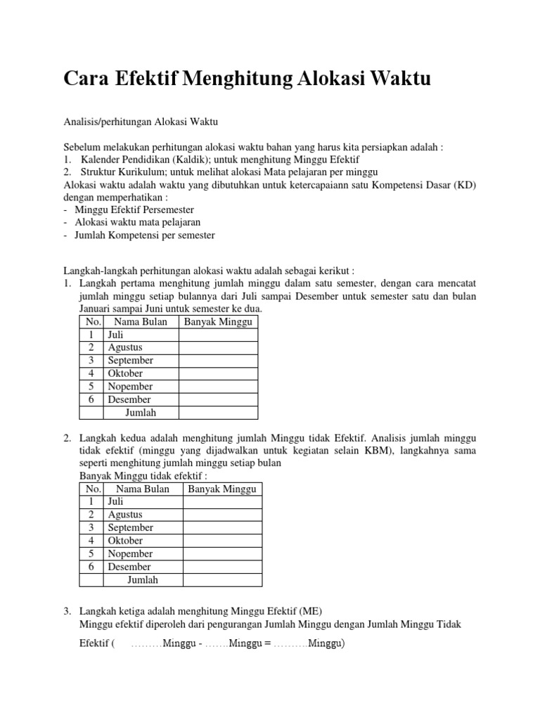 Cara Efektif Menghitung Alokasi Waktu