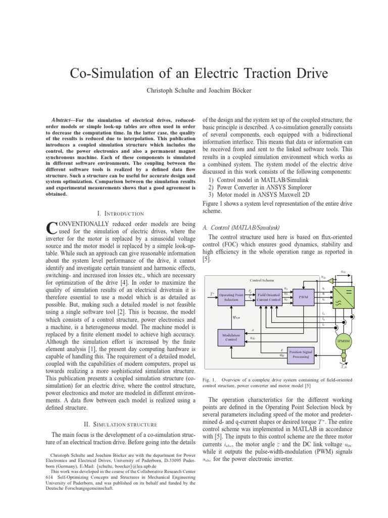 CoSimulation of An Electric Traction Drive PDF Power Electronics