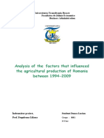 Analysis of The Factors That Influenced The Agricultural Production of Romania Between 1994-2009