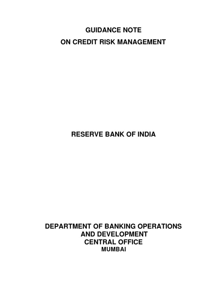 Guidance Note On Credit Risk | PDF