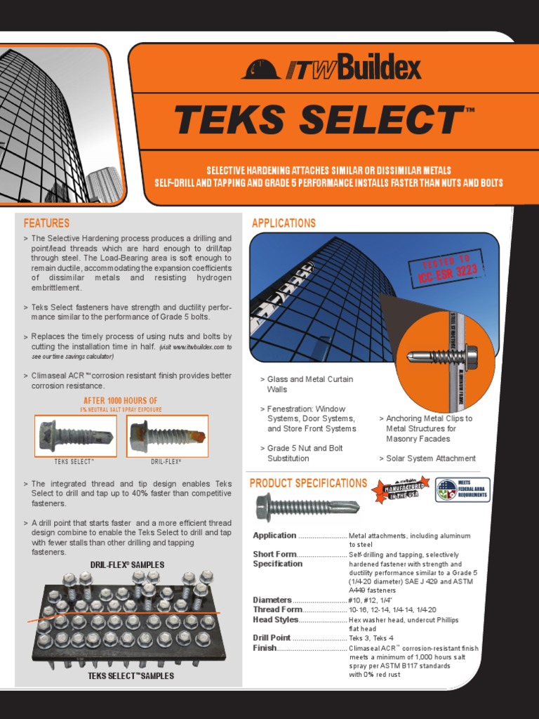 Teks Select Datasheet Screw Metals