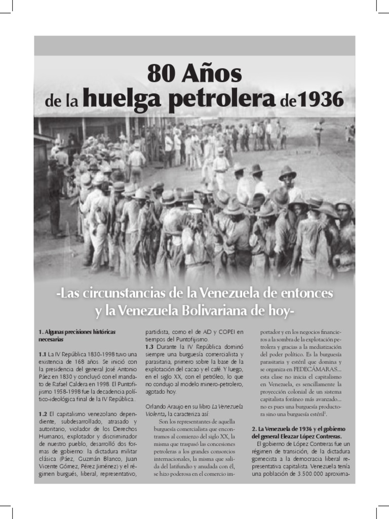 Huelga Petrolera. 1936 PDF Venezuela Socialismo