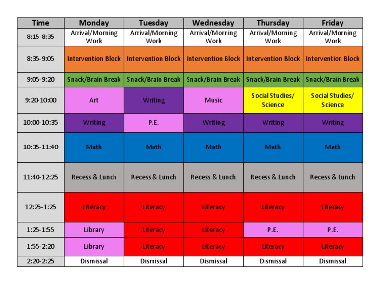 Weekly School Schedule | PDF