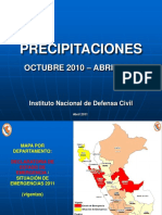 Resumen de Precipitaciones Pluviales Al 18MAY2011 1600hrs