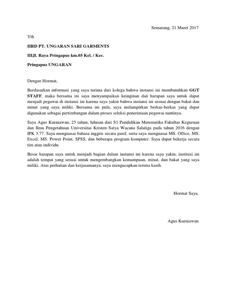 Surat Lamaran Usg Pdf