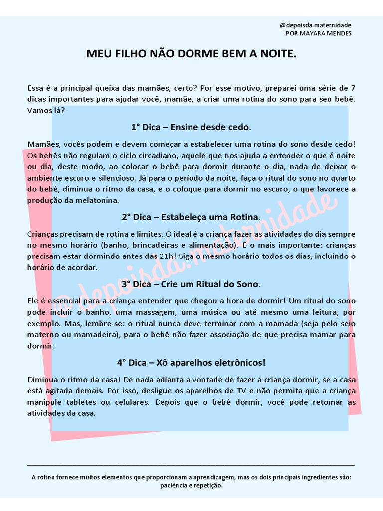 Meu Filho Não Dorme A Noite! | PDF | Dormir | Alimentos