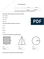 Examen Diagnóstico 1° Bloque 1 Matemáticas