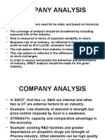 Company Analysis: Facts Only. Expected Risk of The Industry
