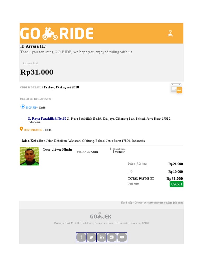 Hi Arreza HF,: Thank You For Using GO-RIDE, We Hope You Enjoyed Riding ...