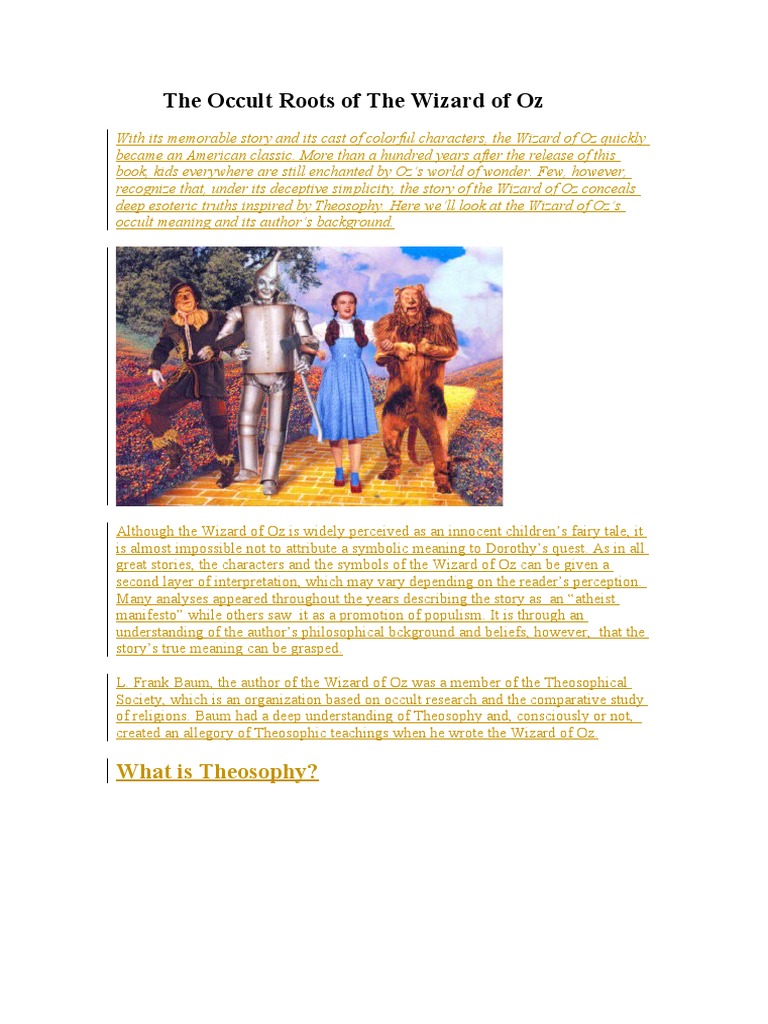 The Occult Roots of The Wizard of Oz: What Is Theosophy? | PDF ...