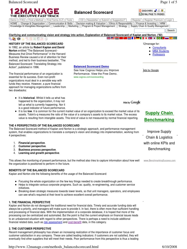 Kaplan and Norton Balanced Scorecard Overview | PDF | Business Process ...