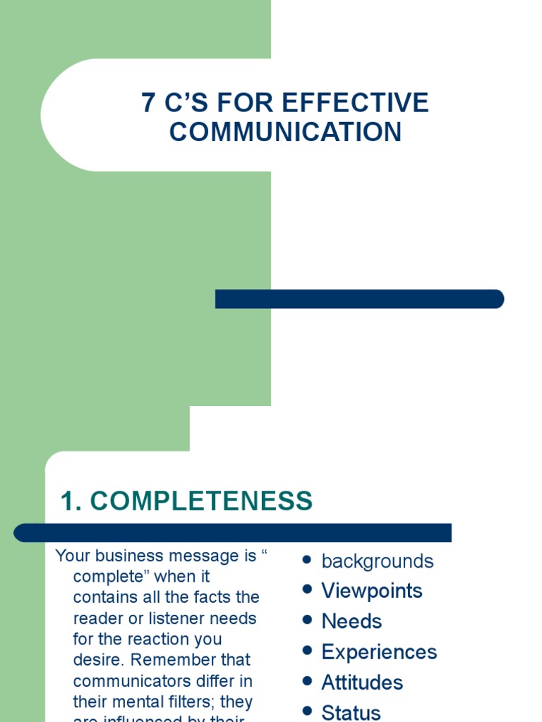 7 C'S For Effective Communication | PDF | Human Communication | Cognition