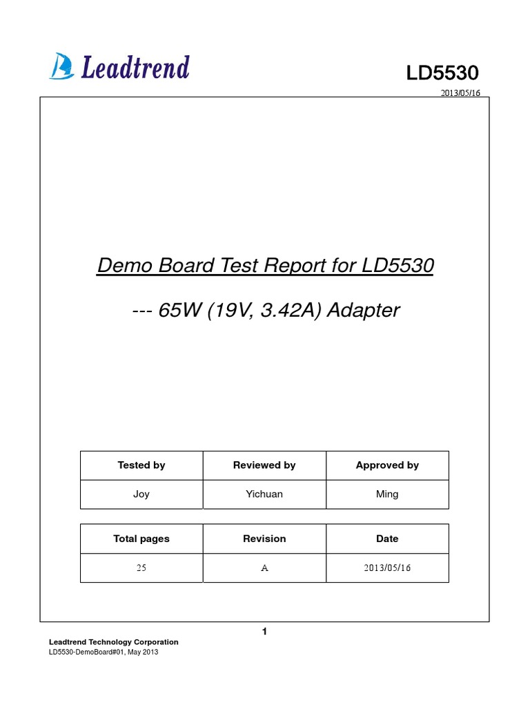 LD5530 Demo Board Test Report | PDF | Power Supply | Electric Power