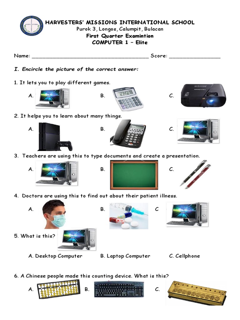 Harvesters' Missions International School First Quarter Examintion ...