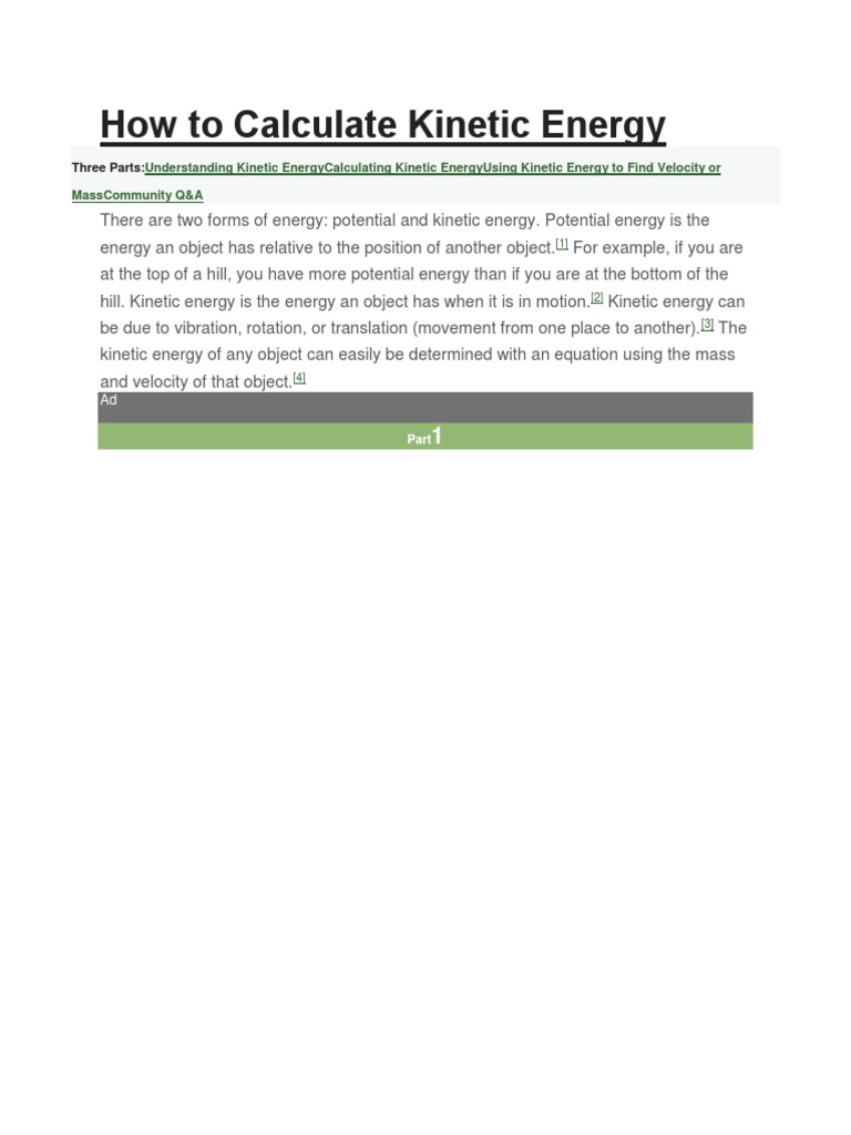 How To Calculate Kinetic Energy | PDF | Kinetic Energy | Velocity