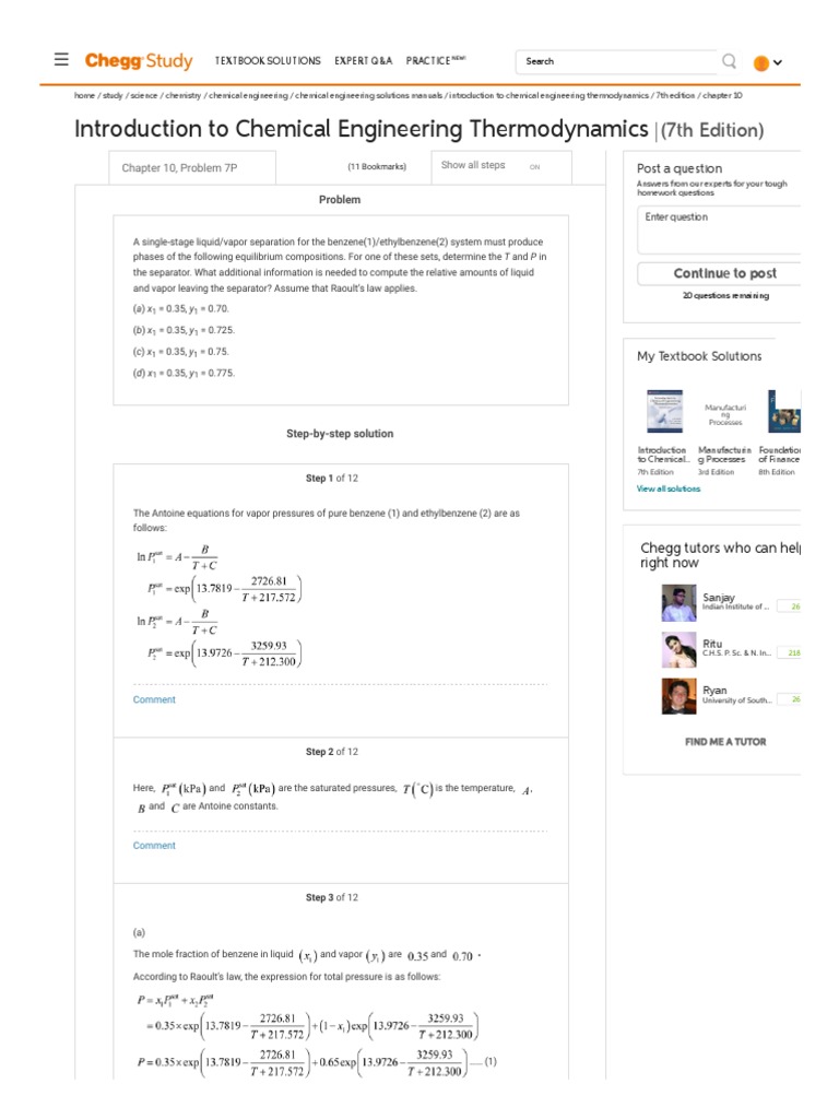 Introduction To Chemical Engineering Thermodynamics: (7th Edition ...