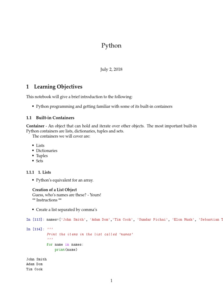 Python: 1 Learning Objectives | PDF | Theoretical Computer Science ...