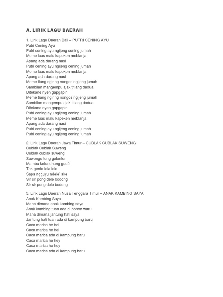 A Lirik Lagu Daerah Pdf