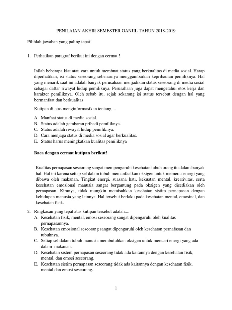 Soal Usem Ganjil Kelas Xi Pdf