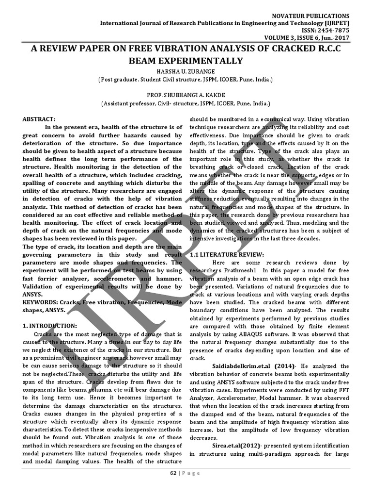 Free Vibration Analysis of Cracked RCC Beams | PDF | Normal Mode | Beam ...