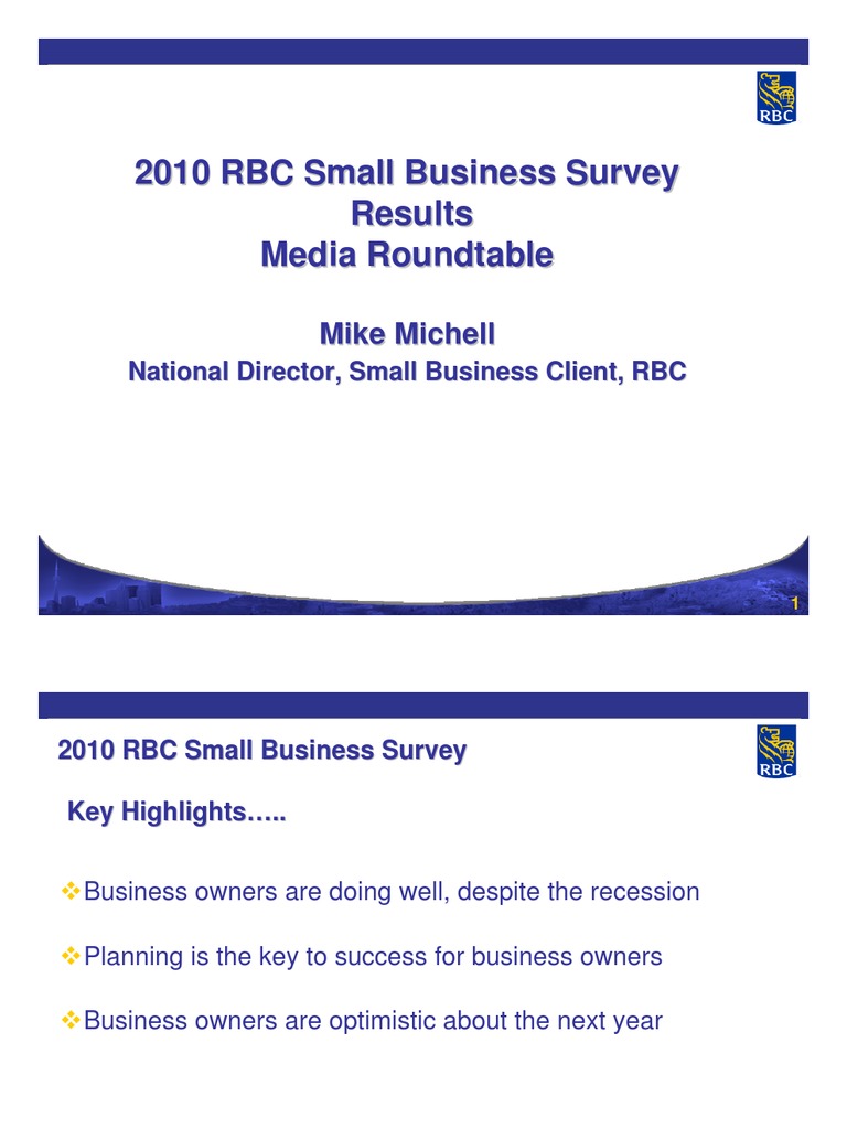 RBC Small Business Survey Small Business Business