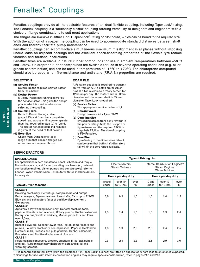 Fenner Drive Coupling Tire Coupling PDF Pump Steam Engine